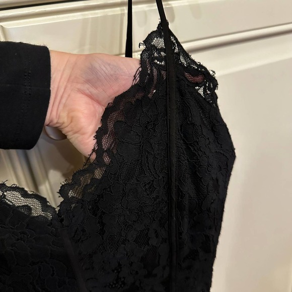 Tobi Women’s Black Lace Prom Formal Maxi Slip Dress High Slit - Picture 8 of 9